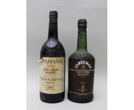 Grahams vintage 1975 together with a Sandeman Founders Reserve numbered bottle (2)