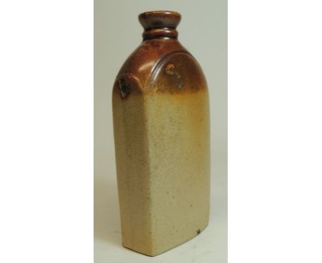 A 19th Century stoneware gin flask impressed "Stich Wine and Spirit Merchant Duke of Wellington Brunswick St Hackney Road" 18