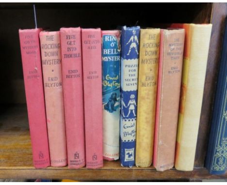 Enid Blyton, Five Go to Mystery Moor pub 1934, First Edition, no dw, together with eight other Enid Blyton books 