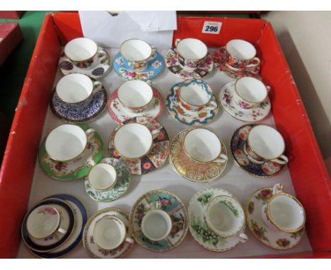 A collection of miniature cabinet cups and saucers including Royal Worcester, Coalport and Royal Albert (18) 