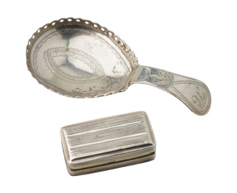 William IV silver rectangular vinaigrette with pierced grille and engine turned decoration Birmingham 1830  and a George III 