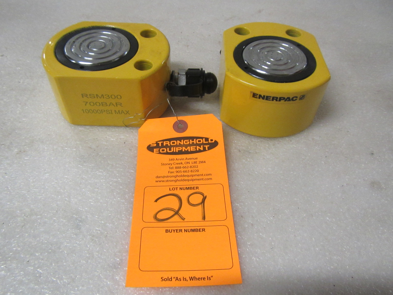 Lot of 2 (2 units) Enerpac RSM300 30 Ton Hydraulic Jacks pancake