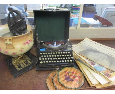 A mixed lot to include an Imperial manual typewriter, three Biba flexible wooden mats and the original plastic bag, a Staffor