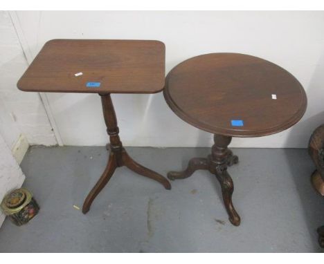 Two Victorian and a George III mahogany pedestal tables, each on tripod base 