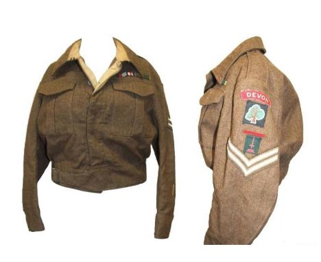 Khaki Battledress Jacket labelled CWS Ltd. with war department arrow, date stamp 'Aug 1942' size No. 6 
