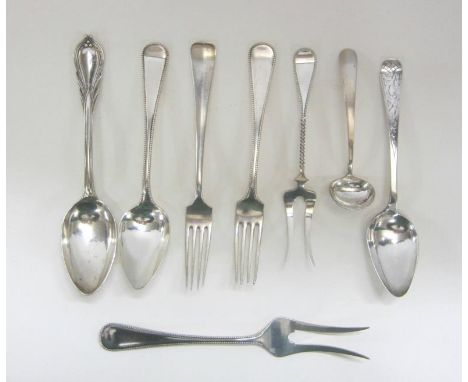 Dutch Second Grade Silver Serving Pieces incl. spoons, forks, ladle etc. 