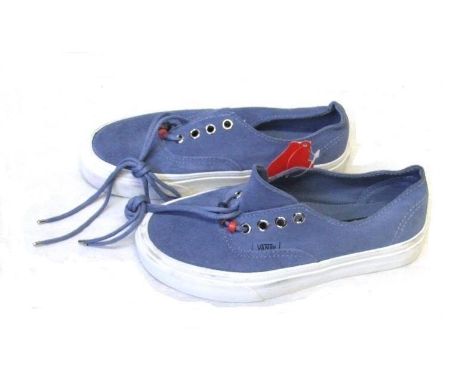 Pair Ladies Vans Light Blue Suede Leather Deck Shoes with tag, size 3 