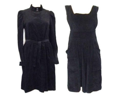 Ladies Vintage Black Corduroy Dress &amp; Richards Shops Pinafore (2) 