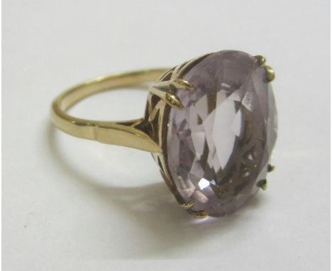 9ct. Gold Amethyst Set Cocktail Ring, oval amethyst approx. 1 1/2cm L, size O 1/2 