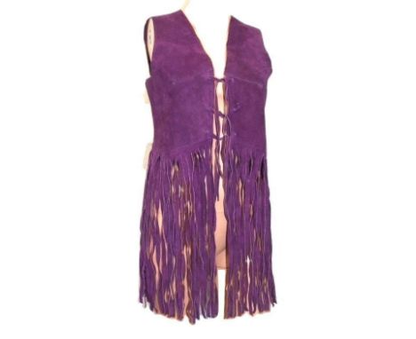 Vintage Purple Suede Tasselled Waistcoat, size small 