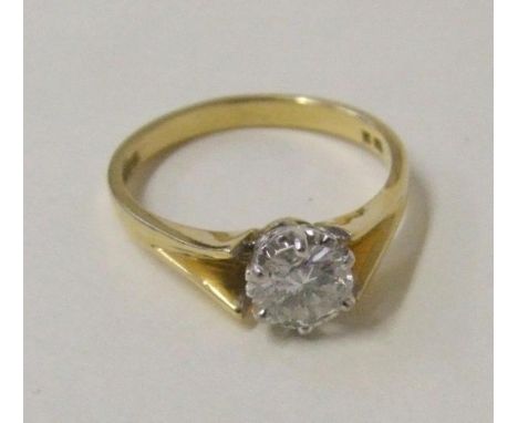 18ct. Gold Diamond Solitaire Ring approx. 7mm top table, ring size N 