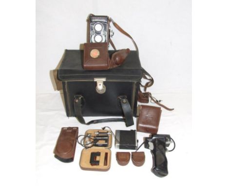 Rolleiflex Twin Lens Camera made by Franke &amp; Heidecke, serial no. 2559214 with Zeiss lenses, in fully fitted leather case