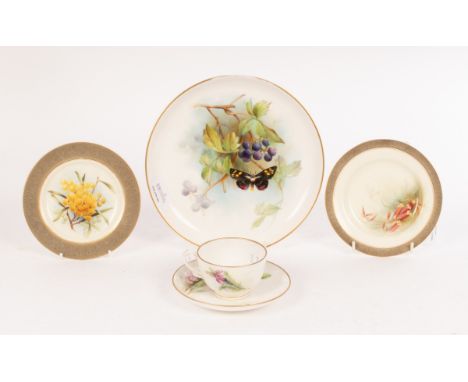 Three Royal Worcester plates with Australian subjects after Marion Ellis Rowan, the larger plate dated 1925, painted by Regin