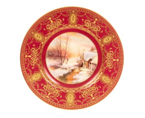 An important Royal Worcester plate from the Kellogg Service, by Harry Stinton, commissioned in 1928 by William Keith Kellogg,