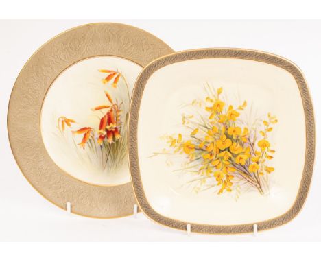 Two Royal Worcester plates, dated 1921 and 1916, from the Australian Flowers series after Marion Ellis Rowan, both painted by