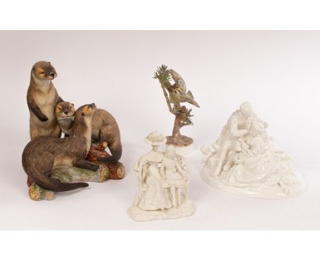 A Peggy Davis group of Rococo lovers, a white glazed prototype, 18.5cm high, together with a Peggy Davis group 'Family of Ott