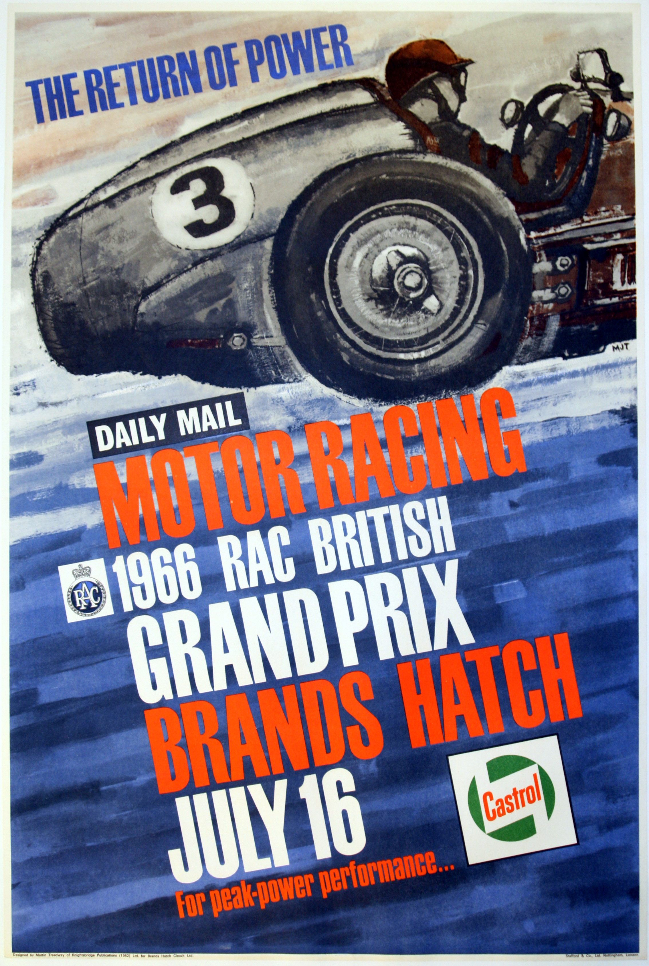 Sport Posters 1966 RAC British Grand Prix Brands Hatch . Original vintage sports poster, The retu