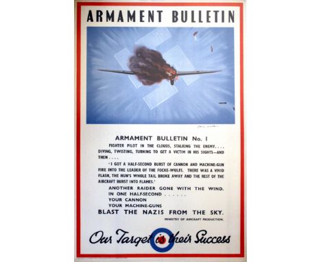 War Posters Armament Bulletin WWII. Original vintage World War Two poster: Armament Bulletin No 1, Ministry of Aircraft Produ