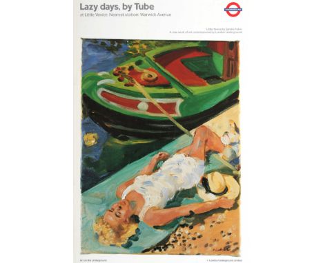 Travel Poster - London Underground - Lazy Days by Tube - Little Venice by Sandra Fisher. Art on the Underground. Country: UK.