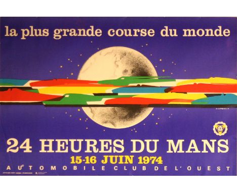 Sport Posters 24 Heures du Mans - 1974. Original vintage Le Mans car racing poster for the 24 Heures du Mans, 15-16 June 1974