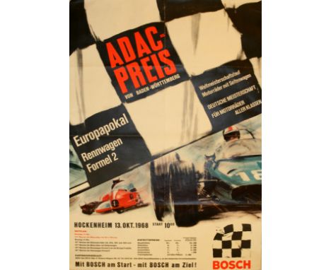 Sport Posters European Trophy F2 1968. Original vintage sport advertising poster for the 1968 European Trophy Formula Two spo