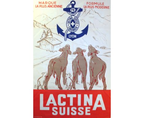 Advertising Posters Swiss Lactina. Original vintage advertising poster for Swiss Lactina, a powered milk food/drink company e