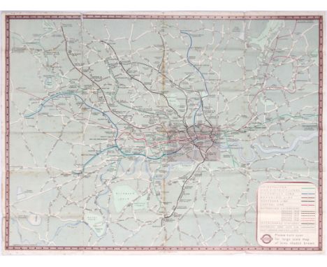 London Transport Underground Railway Map No.1, 1938. Icludes Map of London Underground with legend, Map of London Underground