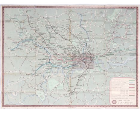 London Transport Underground Railway Map No.1, 1938. Icludes Map of London Underground with legend, Map of London Underground