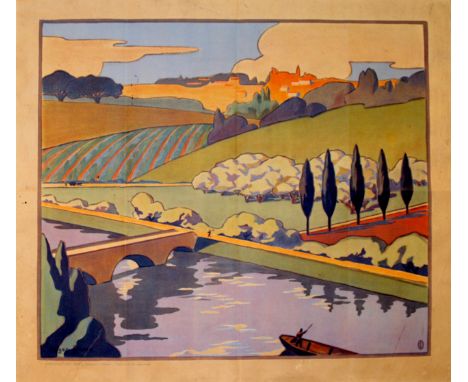 Travel Posters 3 Views of France. Three original vintage lithographs in Art Nouveau style by Roger Casse, printed by Fernand 
