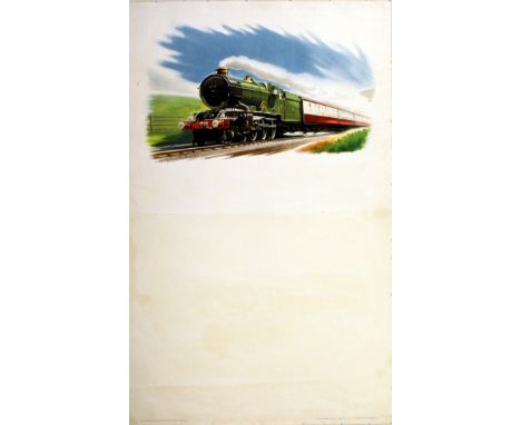 Advertising Posters Steam Engine GWR 6000 King Class Steam Locomotive 6028 King George VI . Original vintage train advertisin