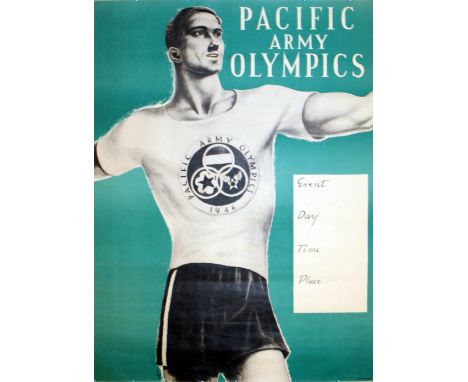 Sport Posters Pacific Army Olympics 1946. Original vintage poster promoting Pacific Army Olympics in 1946. United States Army