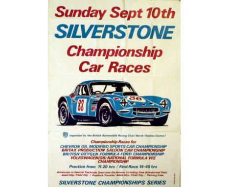 Sport Posters Silverstone Championships car races. Original vintage car racing poster for the Silverstone Championships on Su