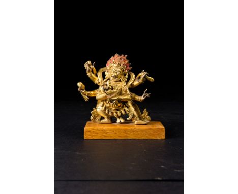 Polychrome Gilt Bronze Yamantaka 鎏金大威德金铜像 18th Century 高 (Height):9cm 