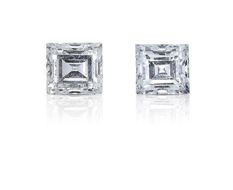 A PAIR OF STEP CUT DIAMONDS, TOTALLING 0.34cts, UNMOUNTED.