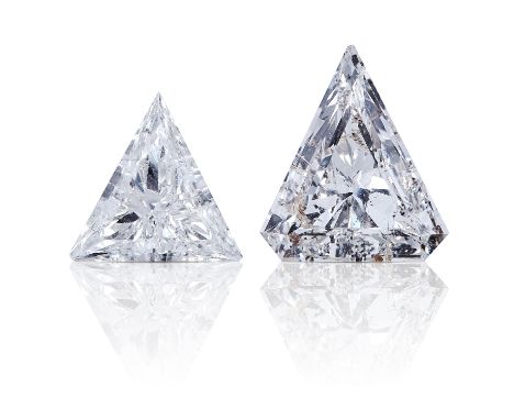 A FANCY STEP CUT DIAMOND AND A TRILLION CUT DIAMOND, TOTALLING 1.17cts, UNMOUNTED.