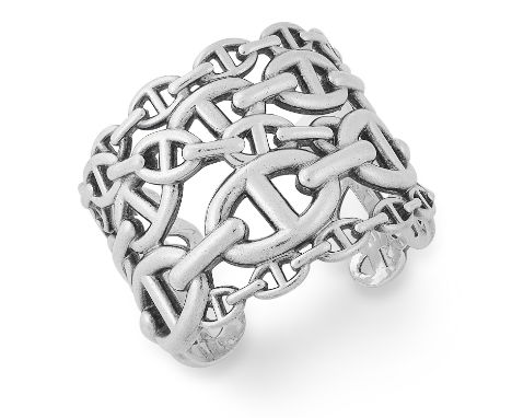 FARANDOLE CUFF BANGLE, HERMES comprising of various chaine d'ancre links, 5cm inner diameter, 122.9g.