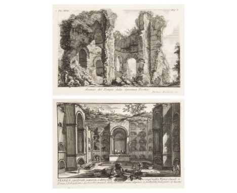 GIOVANNI BATTISTA PIRANESI (Mogliano Veneto, 1720 - Rome, 1778)."Avanzo del Tempio della Speranza Vecchia" and "Stanza scoper