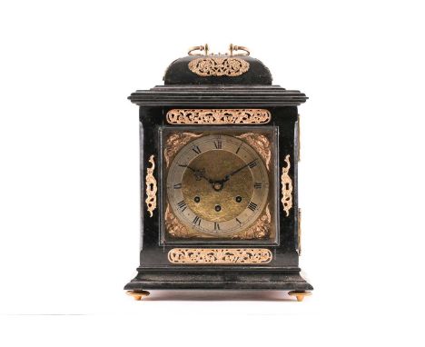 A German Musterschutz 'McCabe London' ebonised triple train table clock, with pull repeat in the late 17th/early 18th-century