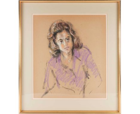 Harold Riley (b.1934) British, 'Study of Mandy', a portrait of a young woman, pastel on paper, signed and dated 1971, 55 cm x