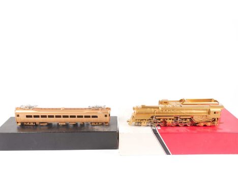 An HO Gauge Westside Model Company Pennsylvania Q-2 Duplex 4-4-6-4 brass engine and tender, in original box, together with a 