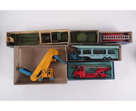 A collection of six boxed Dinky Supertoys models, comprising 956 Turntable Fire Escape, 651 Centurion Tank, 964 Elevator Load