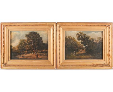 19th-century school, two small oils on boards, in the manner of John Constable, unsigned, each 13.5 cm x 17.5 cm in a gilt fr
