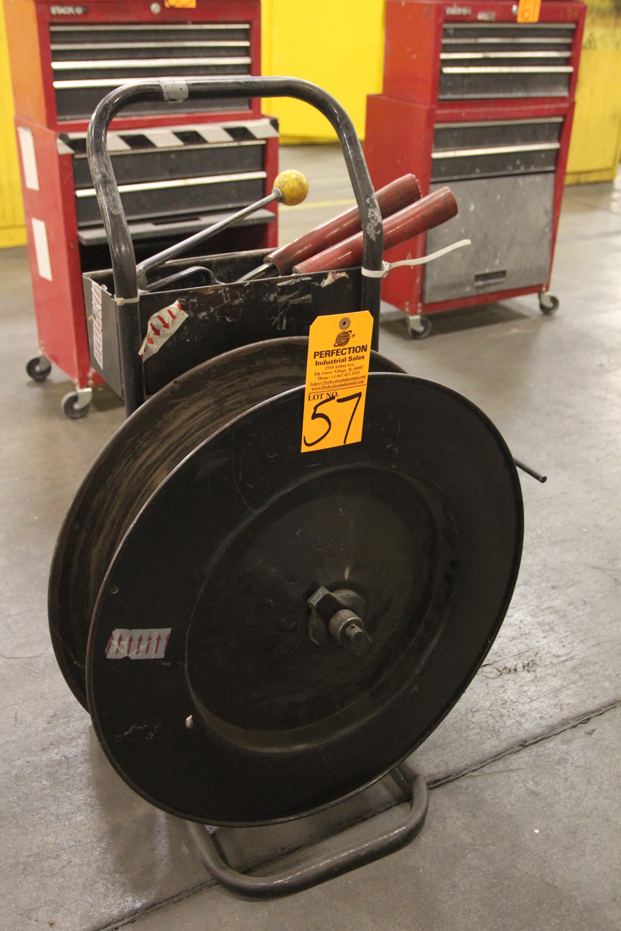 { Group of lots 56A, 56B, 57 (P) } Steel Banding Cart Set w/ Tools