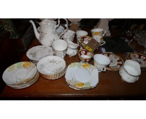 A part tea service with floral patterns 