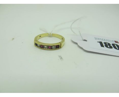 An 18ct Gold Half Eternity Style Ring, alternately channel set (finger size R) (4.2grams). 