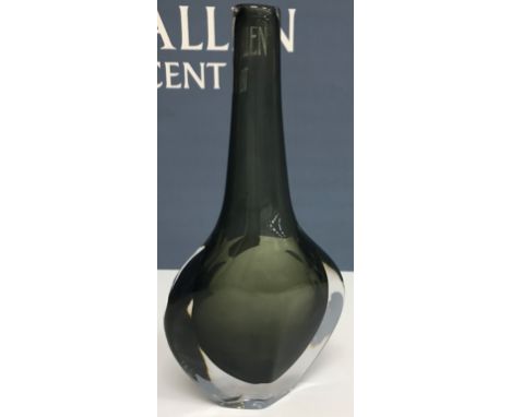 A Nils Landberg for Orrefors smoked glass and clear glass vase inscribed to base and No'd 3538/1 from the Dusk Collection 22.