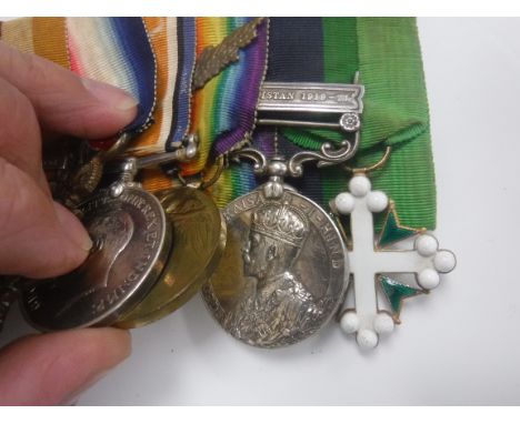 An early 20th Century bar of nine medals, together with miniatures of same, awarded to Lieut. J Way RCA /  Major J Way RA, in