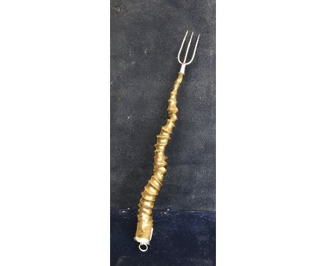 A Victorian silver mounted horn toasting fork (London 1891, maker's mark obscured) 47.5 cm long 