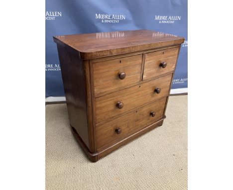 A Victorian mahogany chest of two short over two long drawers 88 cm wide x 47 cm deep x 90 cm high, a Victorian walnut drop l