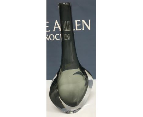 A Nils Landberg for Orrefors smoked glass and clear glass vase inscribed to base and No'd 3538/1 from the Dusk Collection 30 